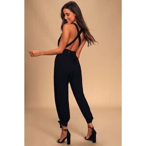 Lulus Lolinda Black Convertible Halter Jumpsuit - Size L